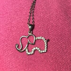 Silver Tone Elephant Pendant Necklace
